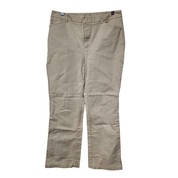 Lands' End Khaki Chino Pants Sz 10T Tan Midrise Straight Leg Minimalist Neutral - Picture 1 of 8
